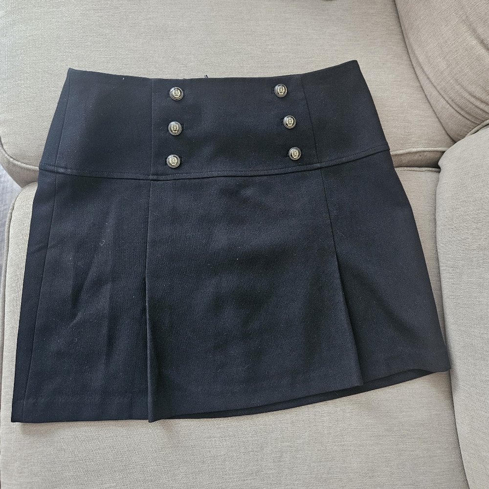 Mango SUIT mini Skirt Elegant Black Buttoned Women's A Line MNG Fully Lined